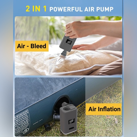Portable Air Pump for Inflatables, Electric Air Mattress Pump with 3000mAh - Picture 3 of 7